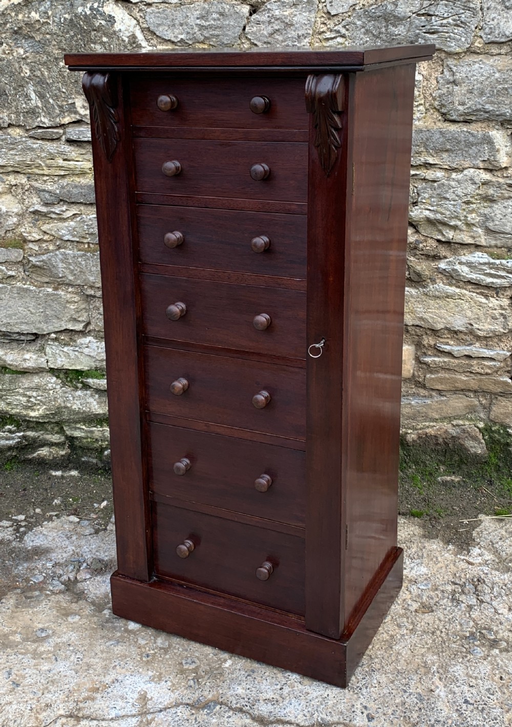 Antique Mahogany Wellington Cabinet Chest 
