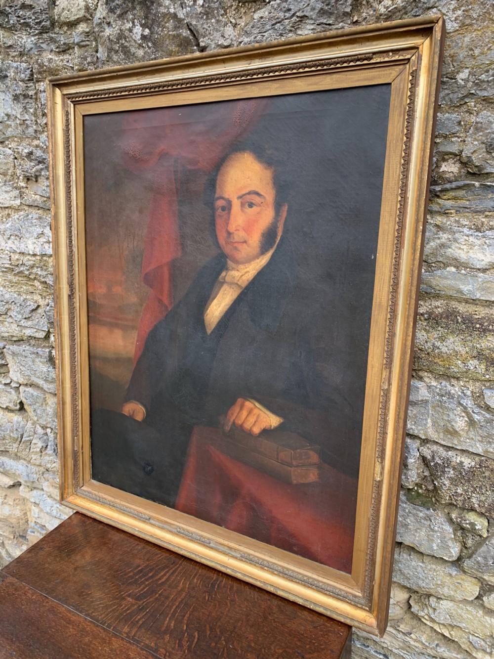 Large Antique Oil on Canvas Portrait of a Gentleman View VI