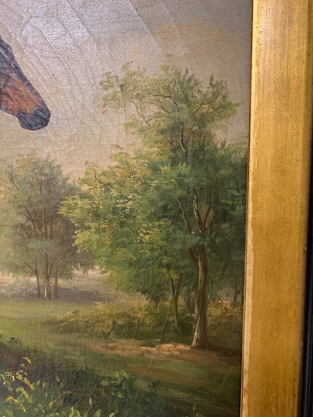 Antique Oil on Canvas painting of a Bay Horse View V