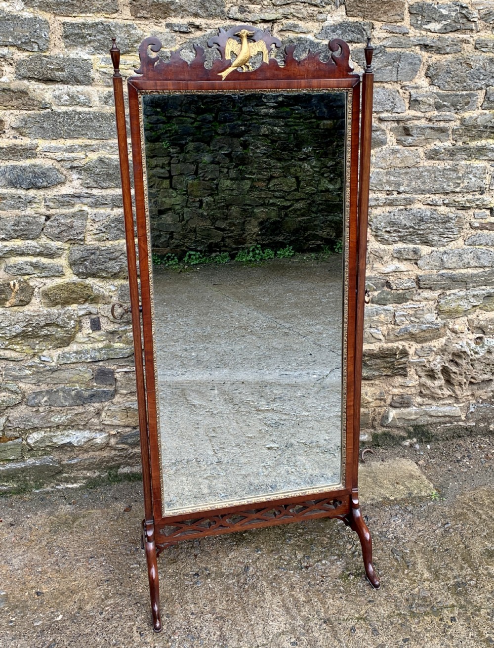 Antique Mahogany Cheval Mirror