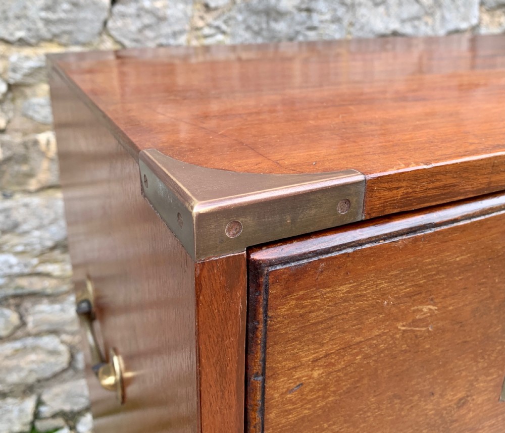 Antique Mahogany Campaign Secretaire Chest of Drawers View V
