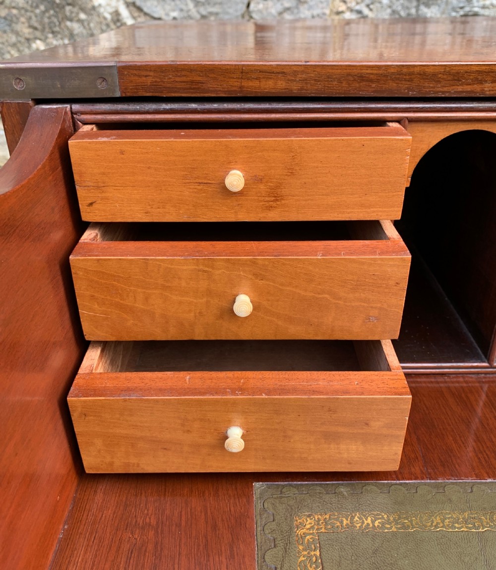 Antique Mahogany Campaign Secretaire Chest of Drawers View XV