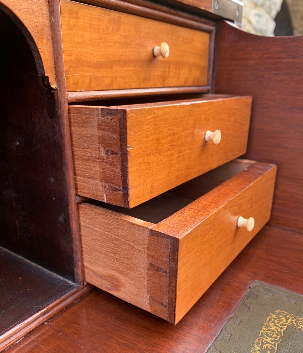 Antique Mahogany Campaign Secretaire Chest of Drawers View XVII