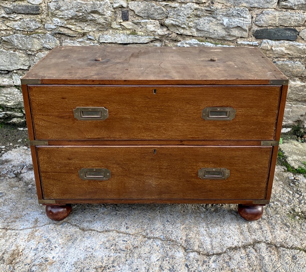 Antique Mahogany Campaign Secretaire Chest of Drawers View XXI