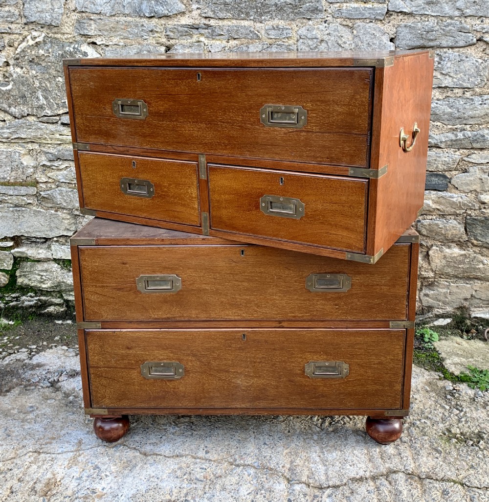Antique Mahogany Campaign Secretaire Chest of Drawers View XXIII