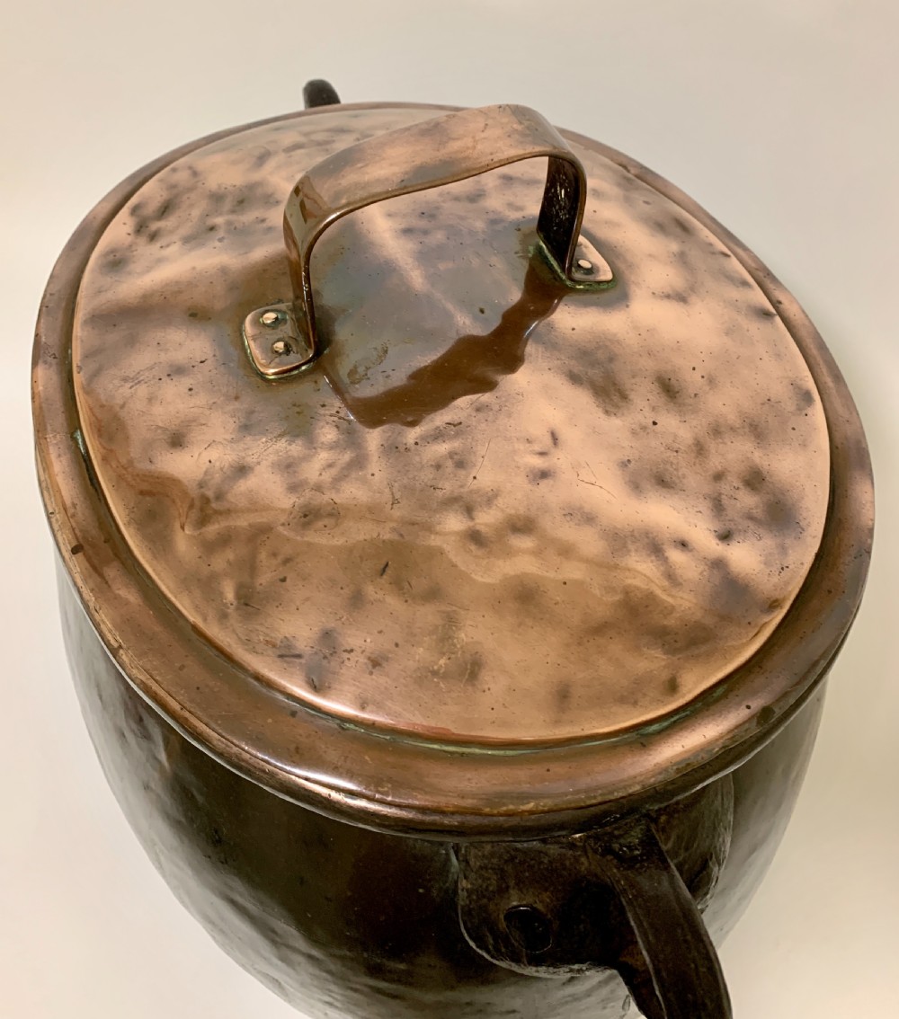 Large Antique Copper Cauldron with Lid View VIII
