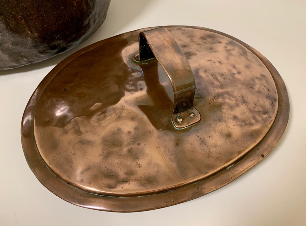 Large Antique Copper Cauldron with Lid View XII