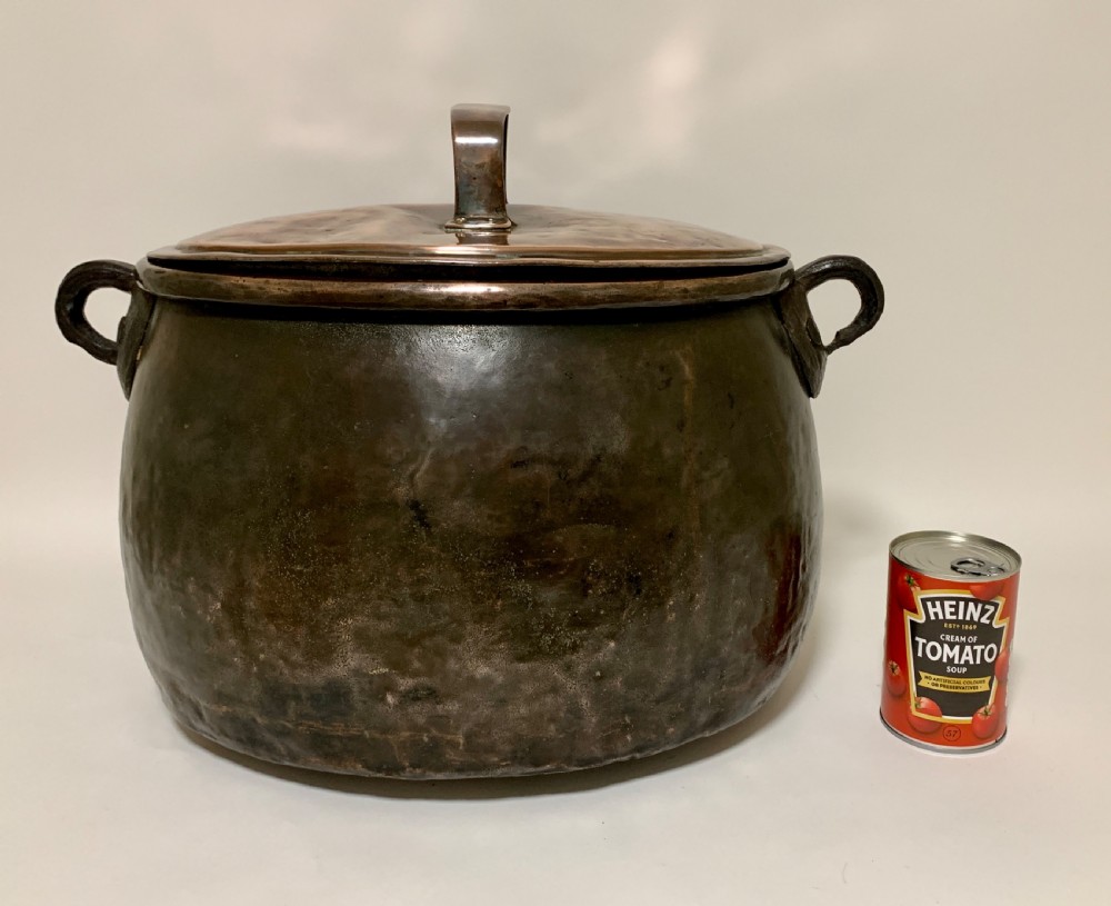 Large Antique Copper Cauldron with Lid View XIII