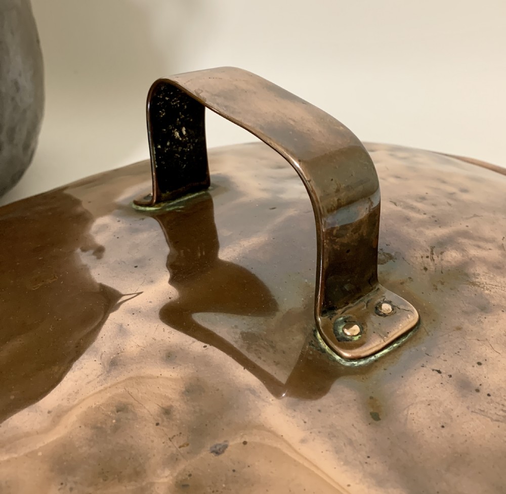 Large Antique Copper Cauldron with Lid View XVI