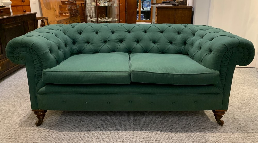 Antique Victorian Buttoned Chesterfield Sofa View IV