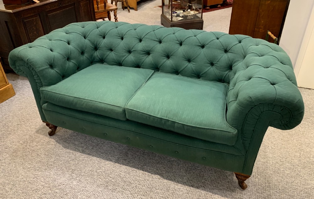 Antique Victorian Buttoned Chesterfield Sofa View VI