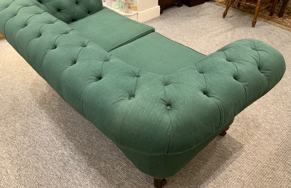 Antique Victorian Buttoned Chesterfield Sofa View X