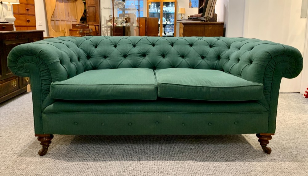 Antique Victorian Buttoned Chesterfield Sofa View XIV