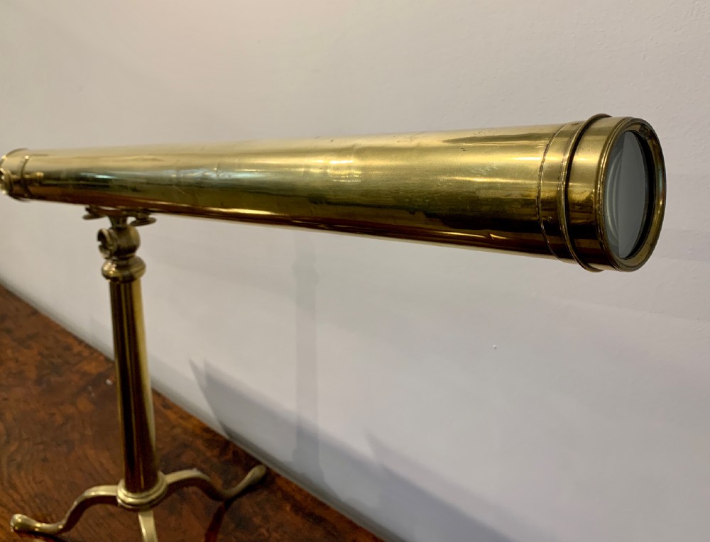 Antique Dollond Brass Library Telescope on Original Tripod View III