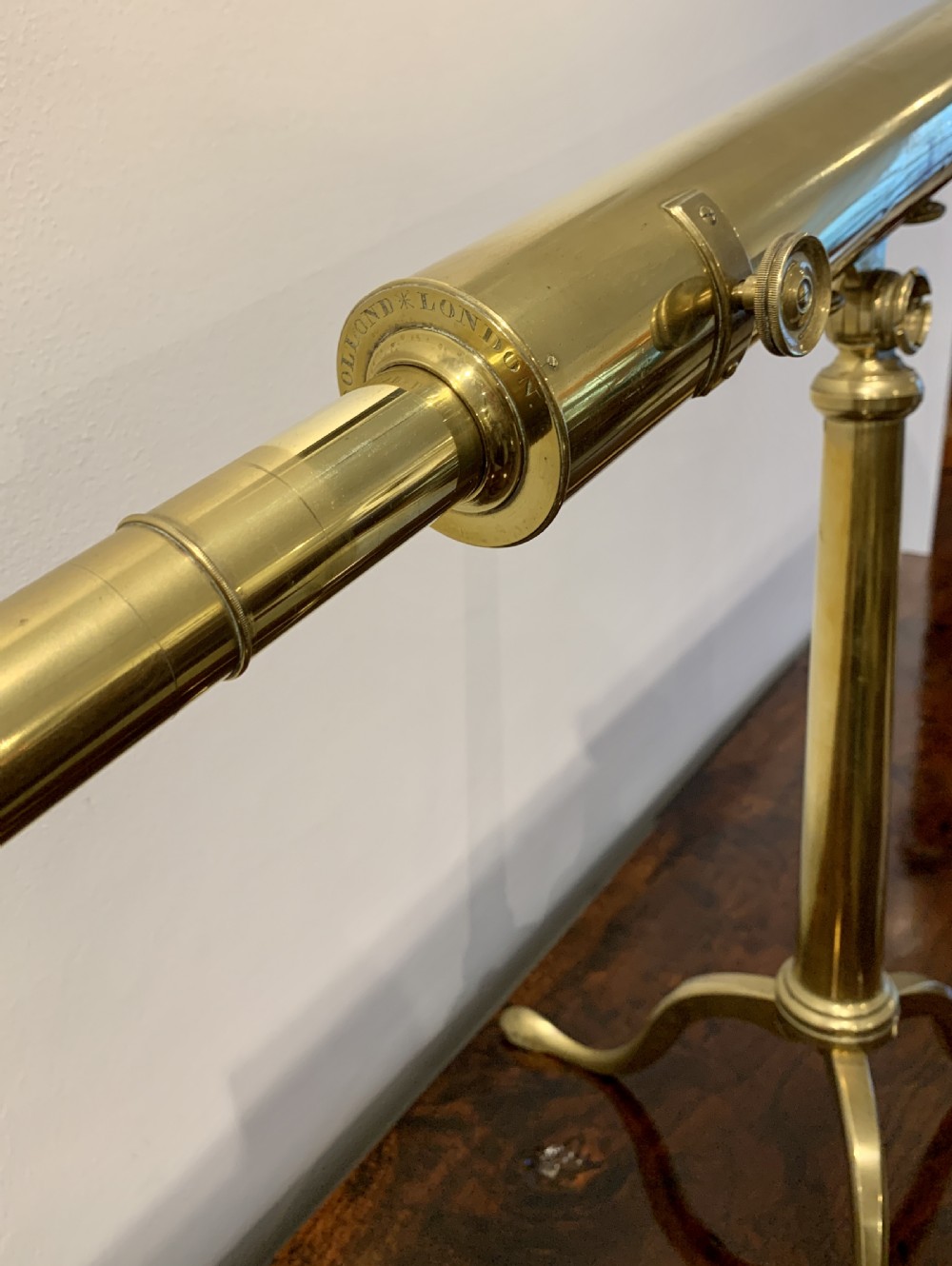 Antique Dollond Brass Library Telescope on Original Tripod View IX