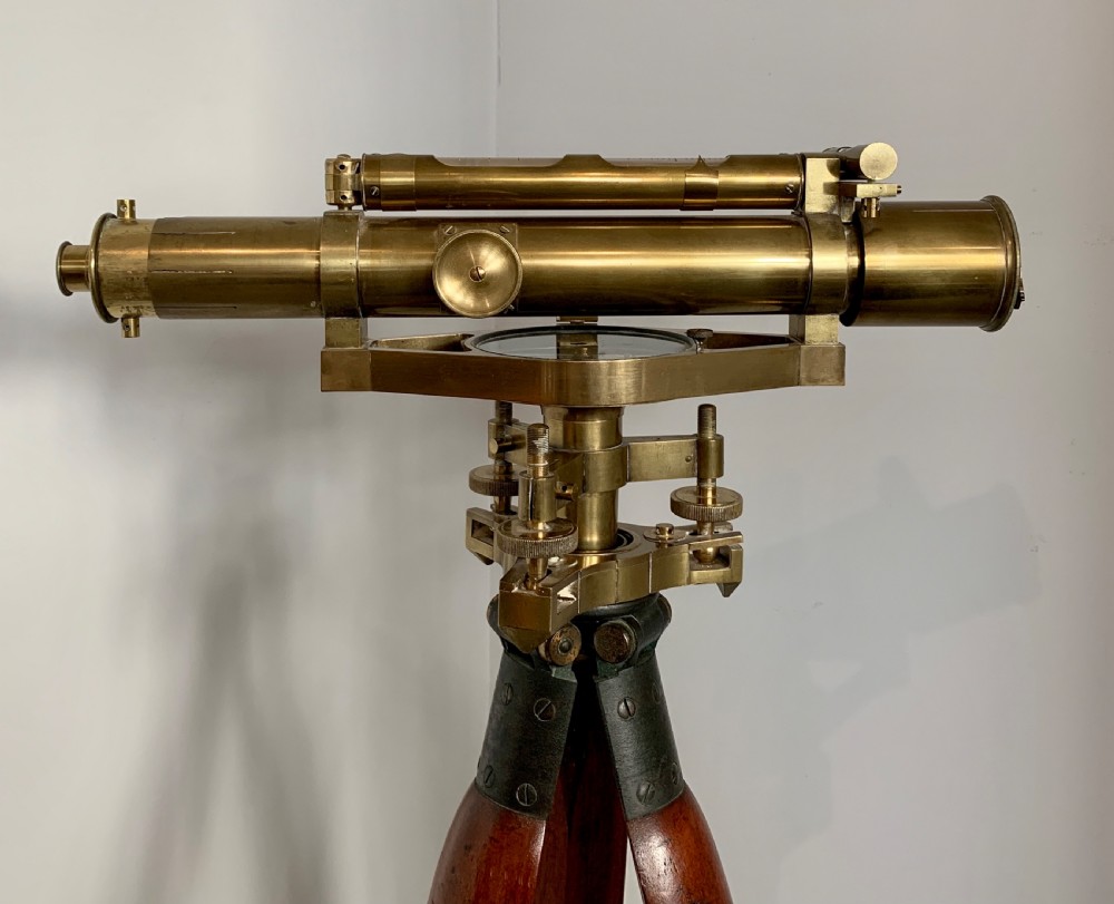 Antique Brass Stanley Theodolite Surveyors Level with Tripod View VI