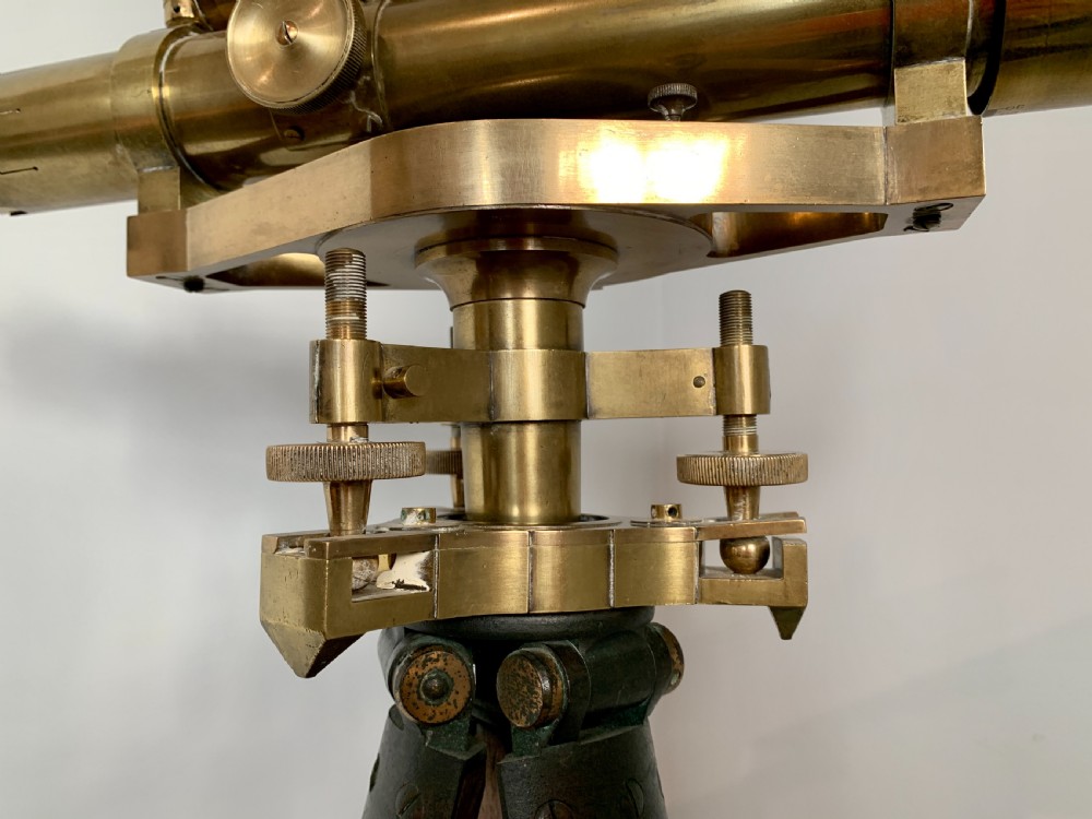 Antique Brass Stanley Theodolite Surveyors Level with Tripod View VIII