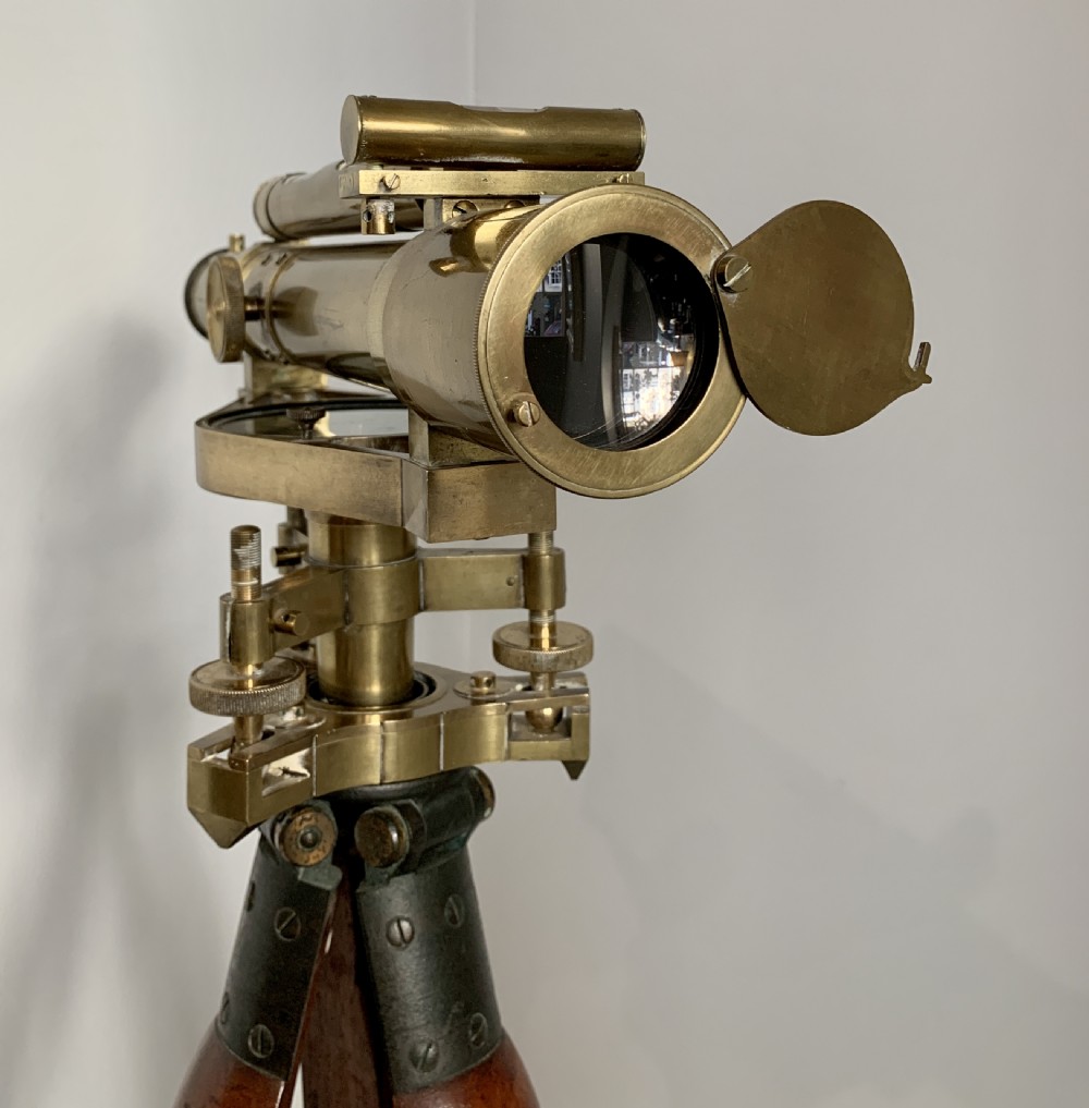Antique Brass Stanley Theodolite Surveyors Level with Tripod View X