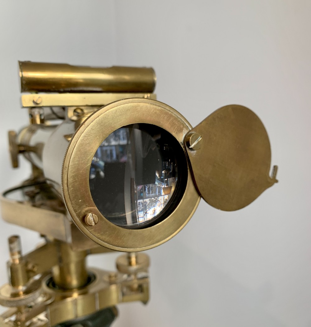 Antique Brass Stanley Theodolite Surveyors Level with Tripod View XI