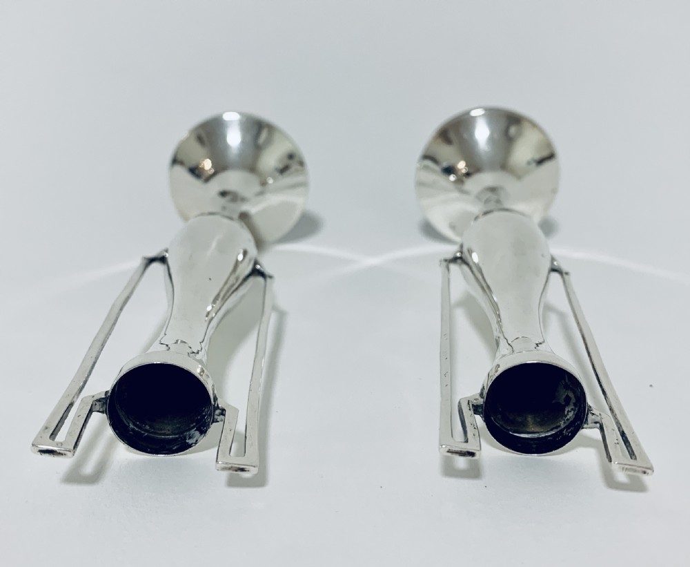 Pair of Antique Art Nouveau Solid Silver Vases View XII