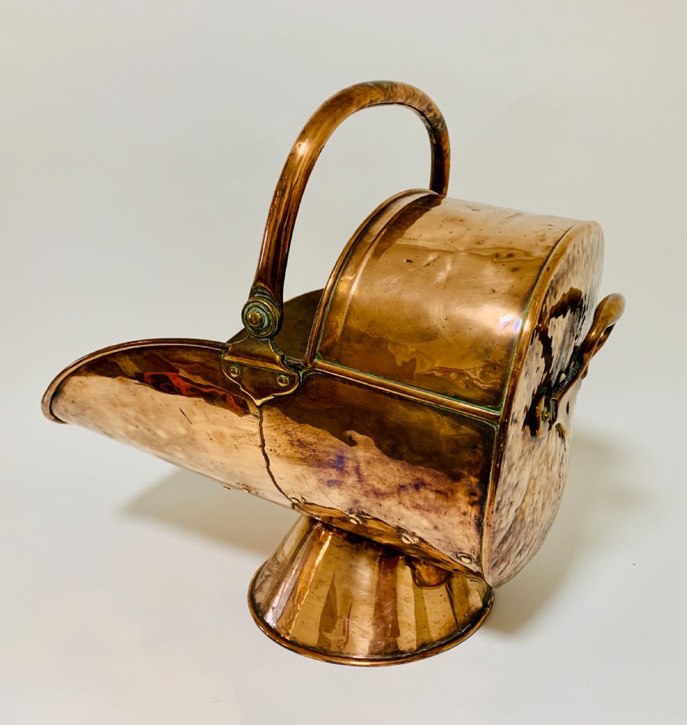 Antique Copper Coal Scuttle and Shovel View IV