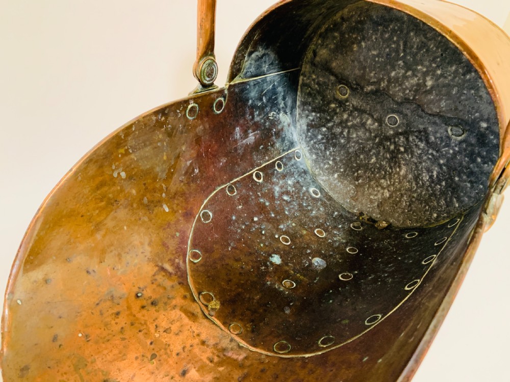 Antique Copper Coal Scuttle and Shovel View VII