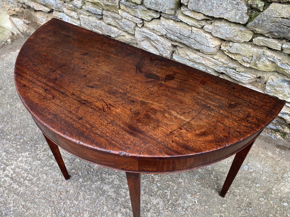 Georgian Mahogany Demi Lune Console Table View IV