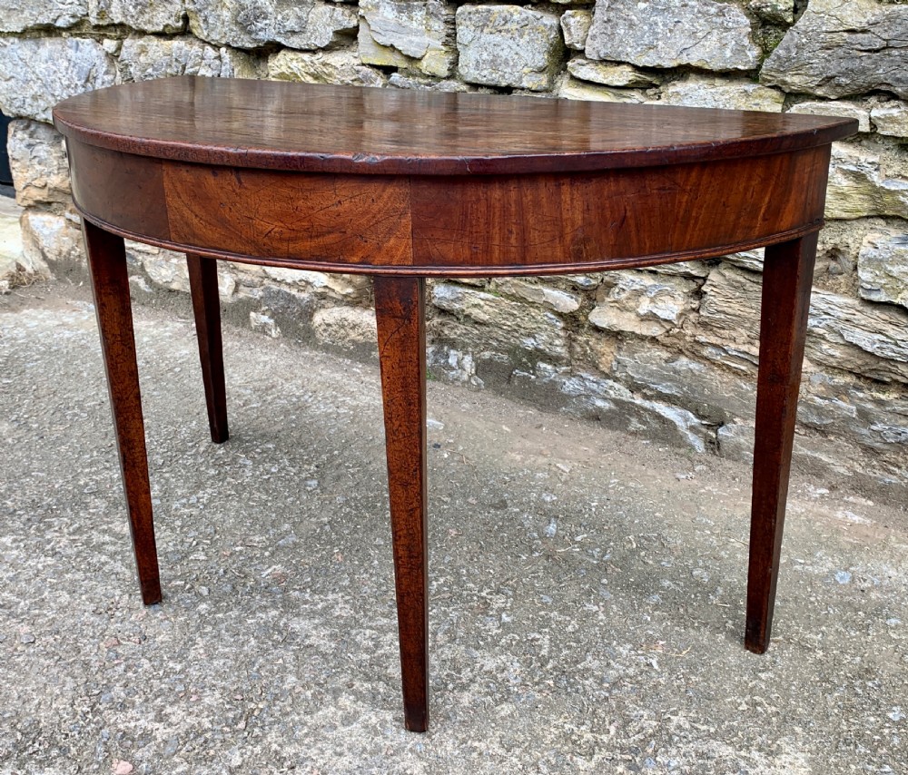 Georgian Mahogany Demi Lune Console Table View V
