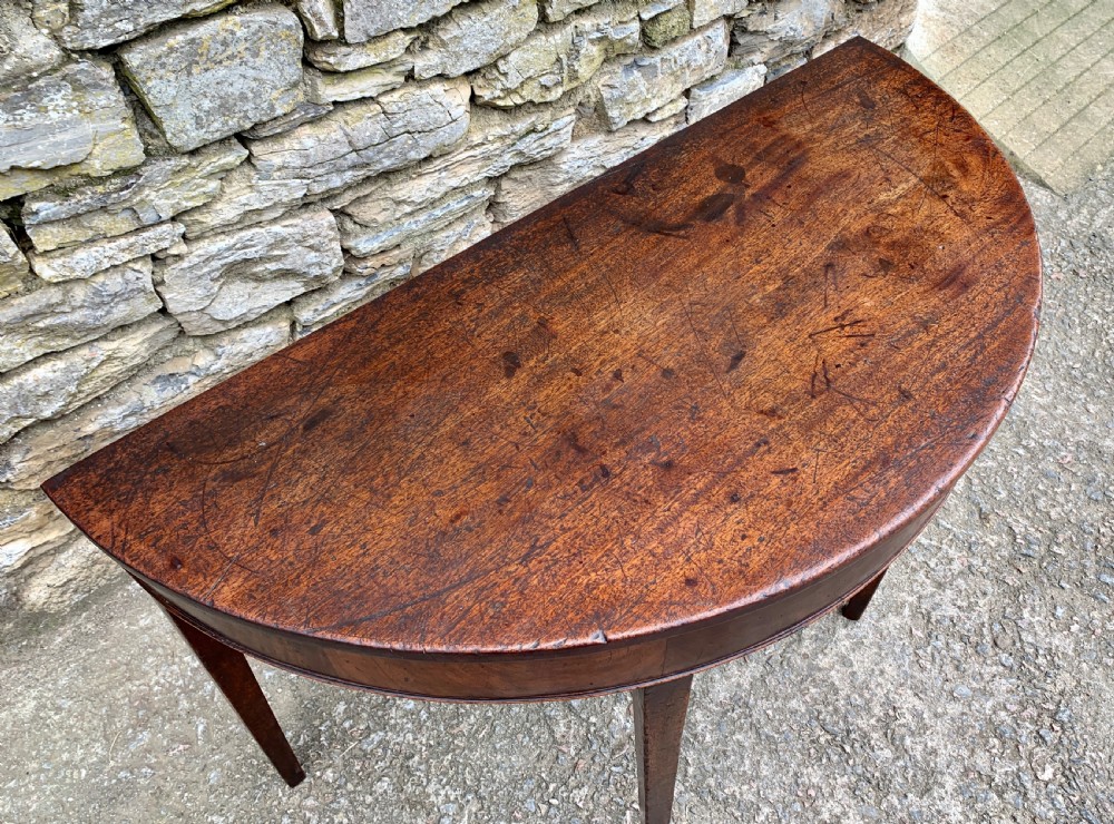 Georgian Mahogany Demi Lune Console Table View VI