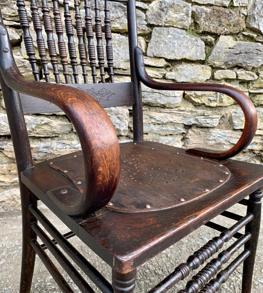 Antique American Armchair with Steamed Bentwood Arms View XI