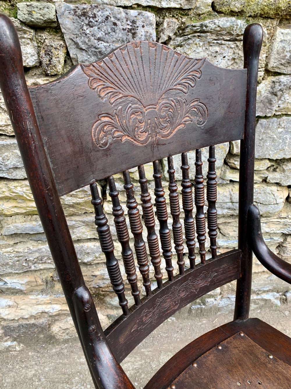Antique American Armchair with Steamed Bentwood Arms View XII