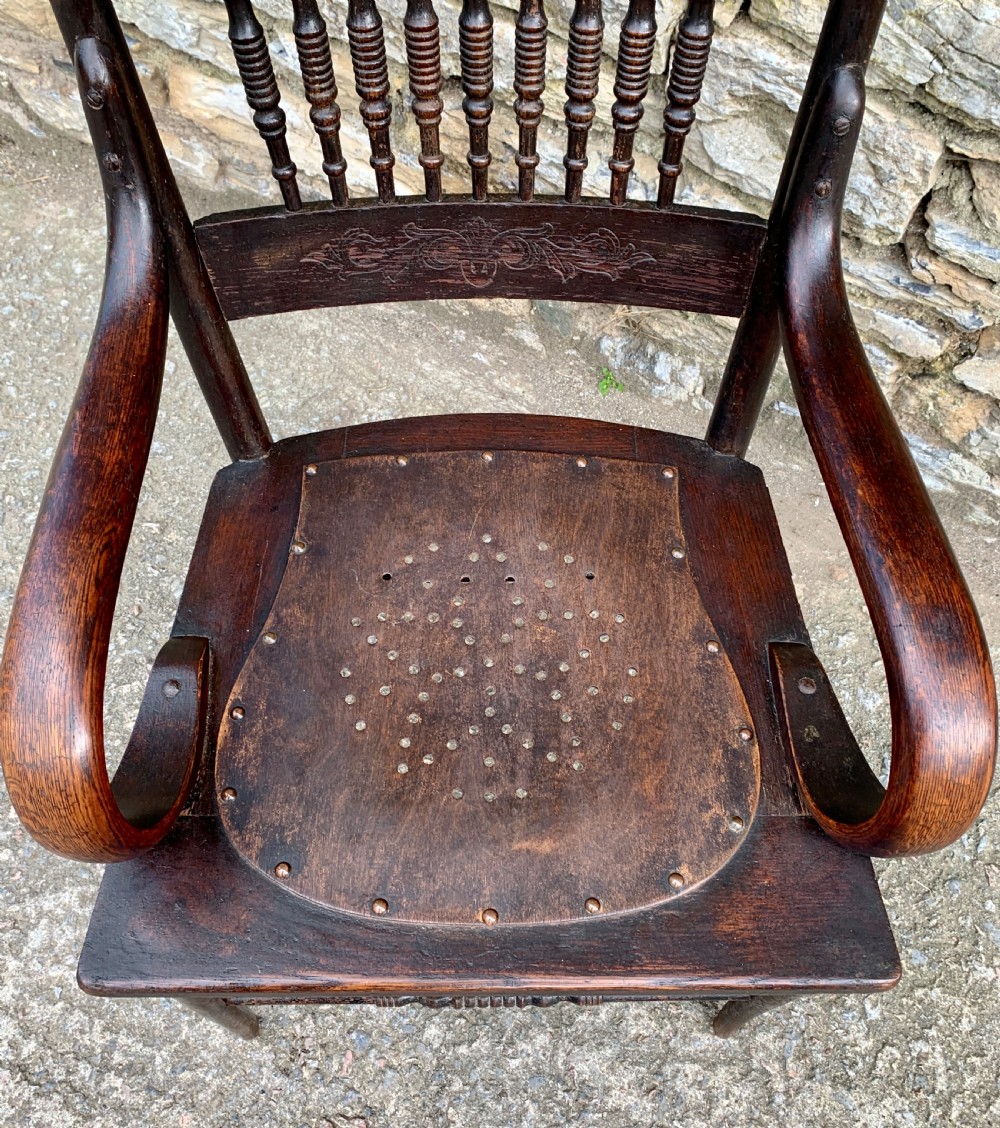 Antique American Armchair with Steamed Bentwood Arms View XIII