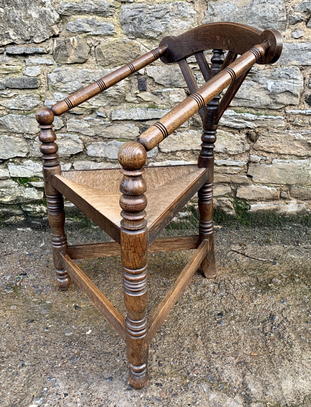 Antique Oak Turners Corner Chair View V