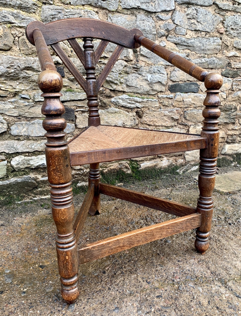 Antique Oak Turners Corner Chair View XI