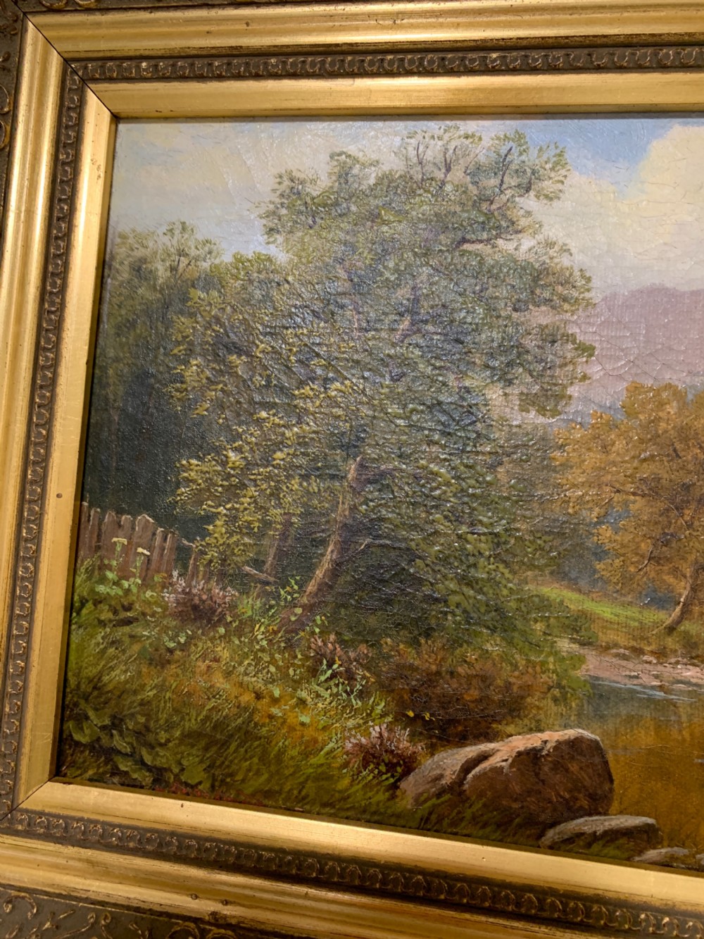 Antique Oil on Canvas of a Countryside Scene View IV