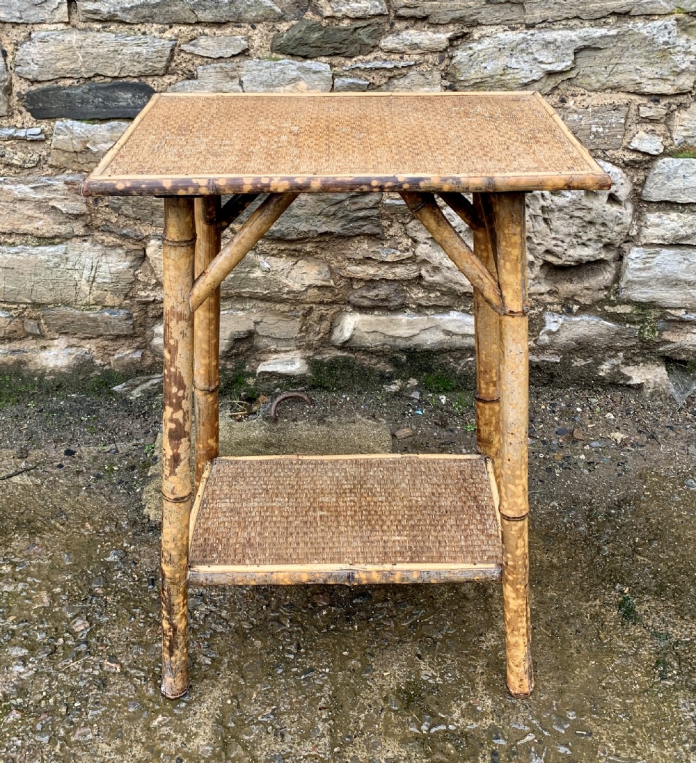Antique Victorian Bamboo and Rattan Occasional Side Table