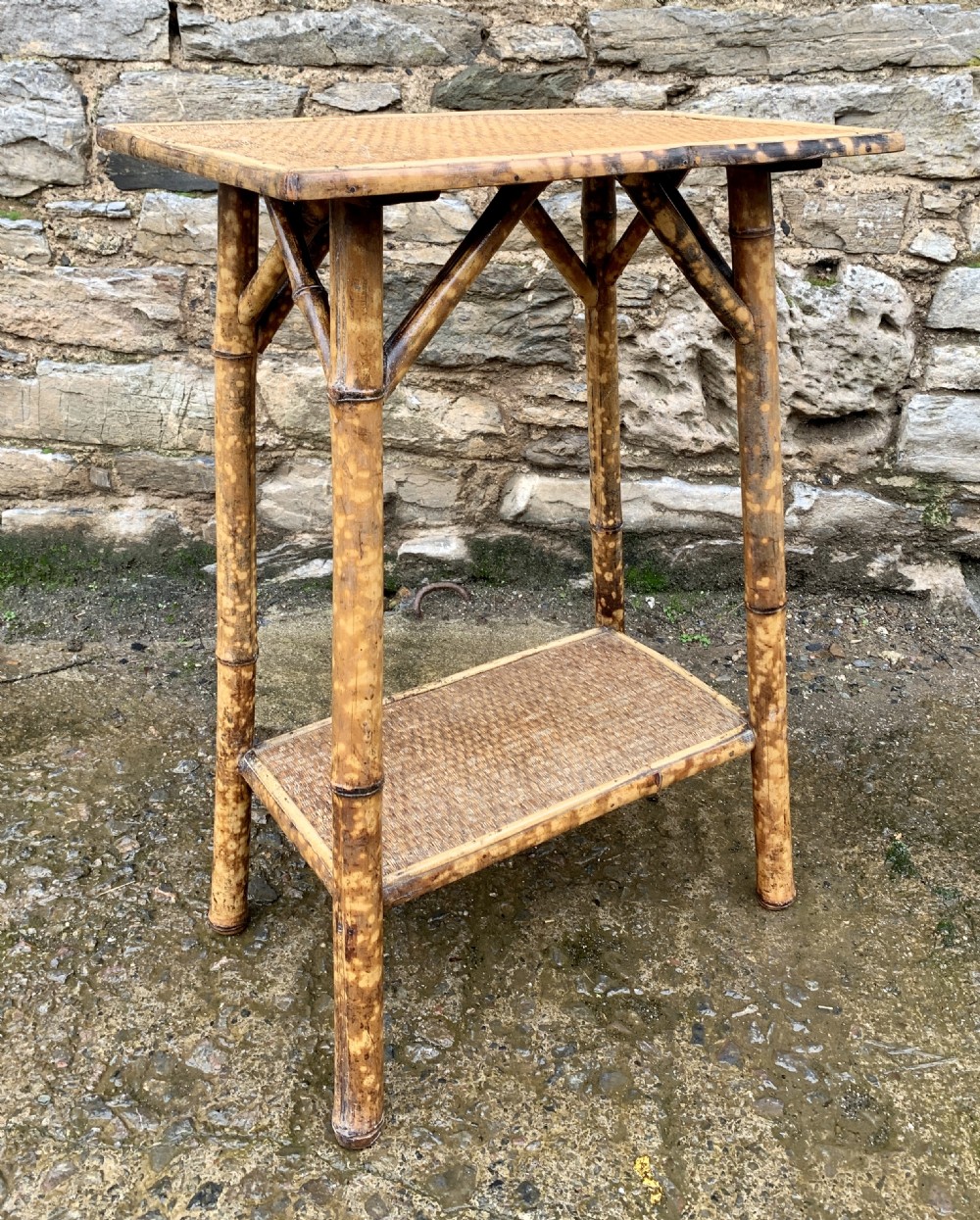 Antique Victorian Bamboo and Rattan Occasional Side Table View VII