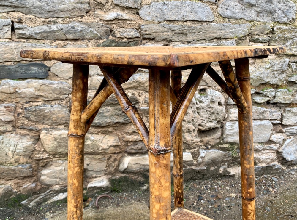 Antique Victorian Bamboo and Rattan Occasional Side Table View IX