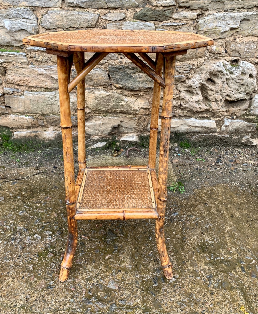 Antique Victorian Octagonal Bamboo Rattan Table View III
