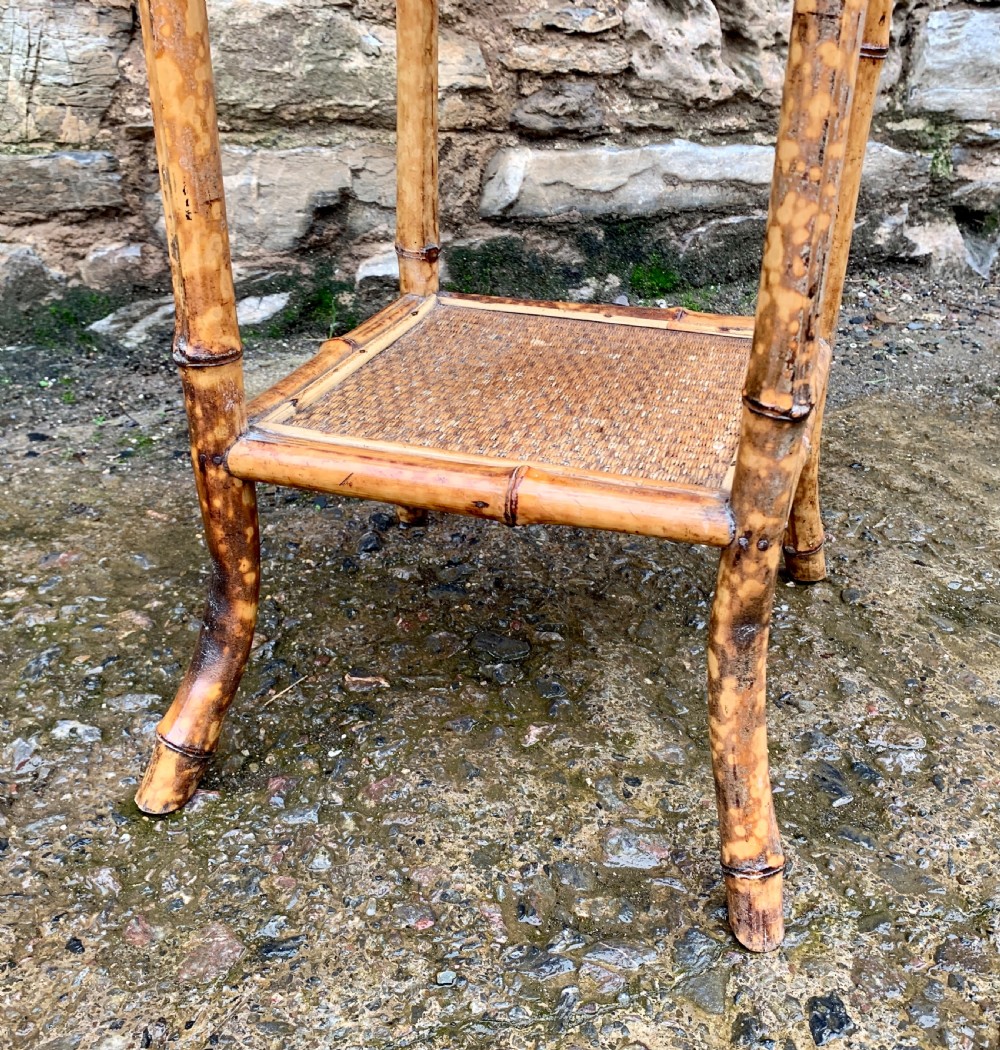 Antique Victorian Octagonal Bamboo Rattan Table View IX