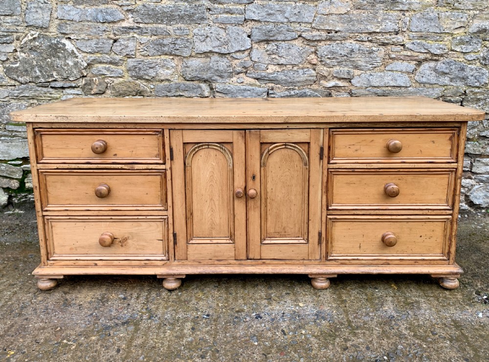 Large Antique Victorian Pine and Sycamore Dresser Base