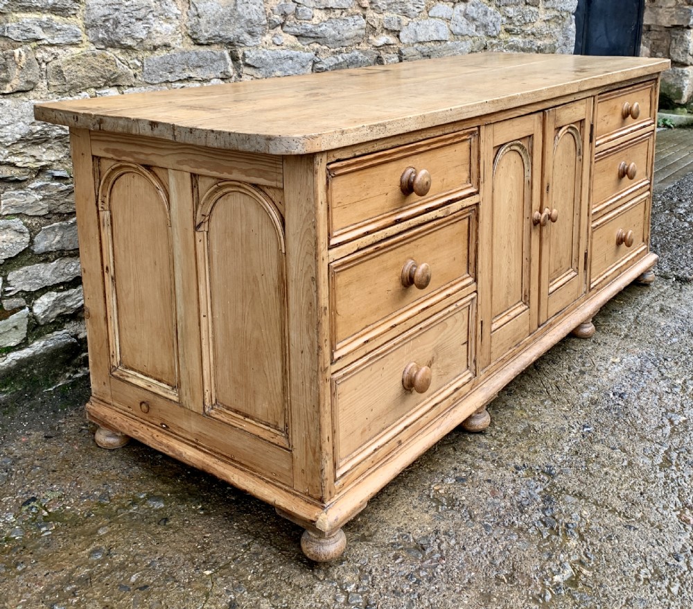 Large Antique Victorian Pine and Sycamore Dresser Base View II