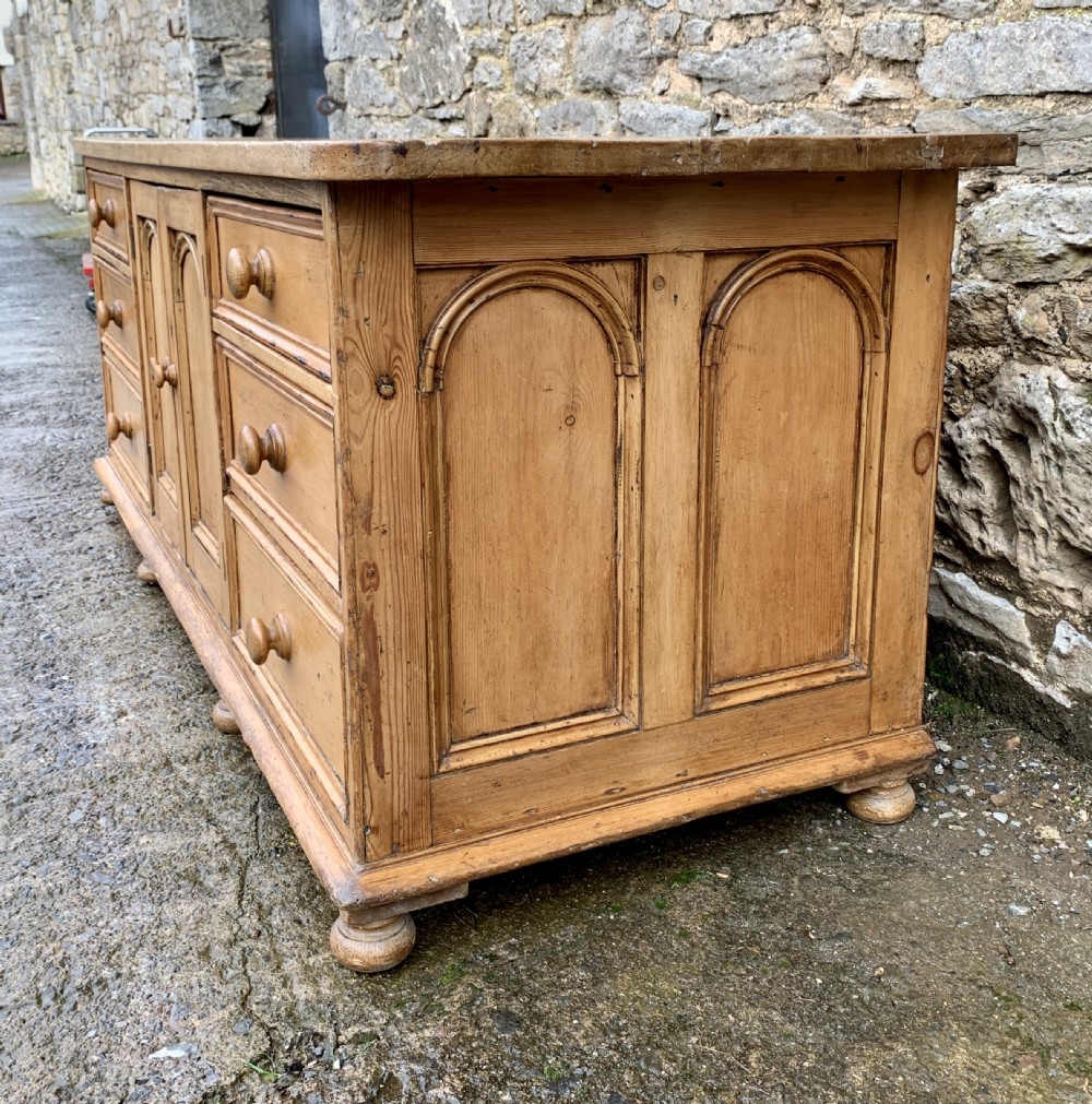 Large Antique Victorian Pine and Sycamore Dresser Base View IV
