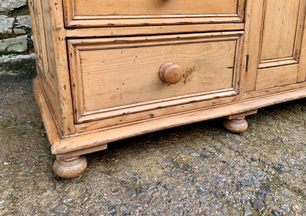Large Antique Victorian Pine and Sycamore Dresser Base View VII