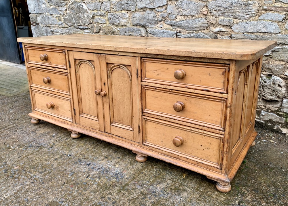 Large Antique Victorian Pine and Sycamore Dresser Base View VIII