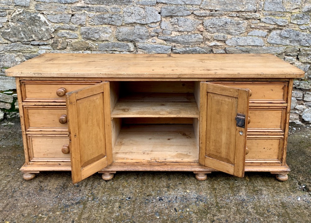 Large Antique Victorian Pine and Sycamore Dresser Base View XI