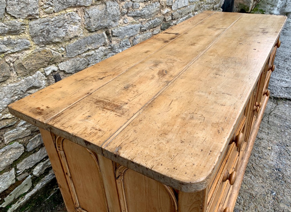 Large Antique Victorian Pine and Sycamore Dresser Base View XII