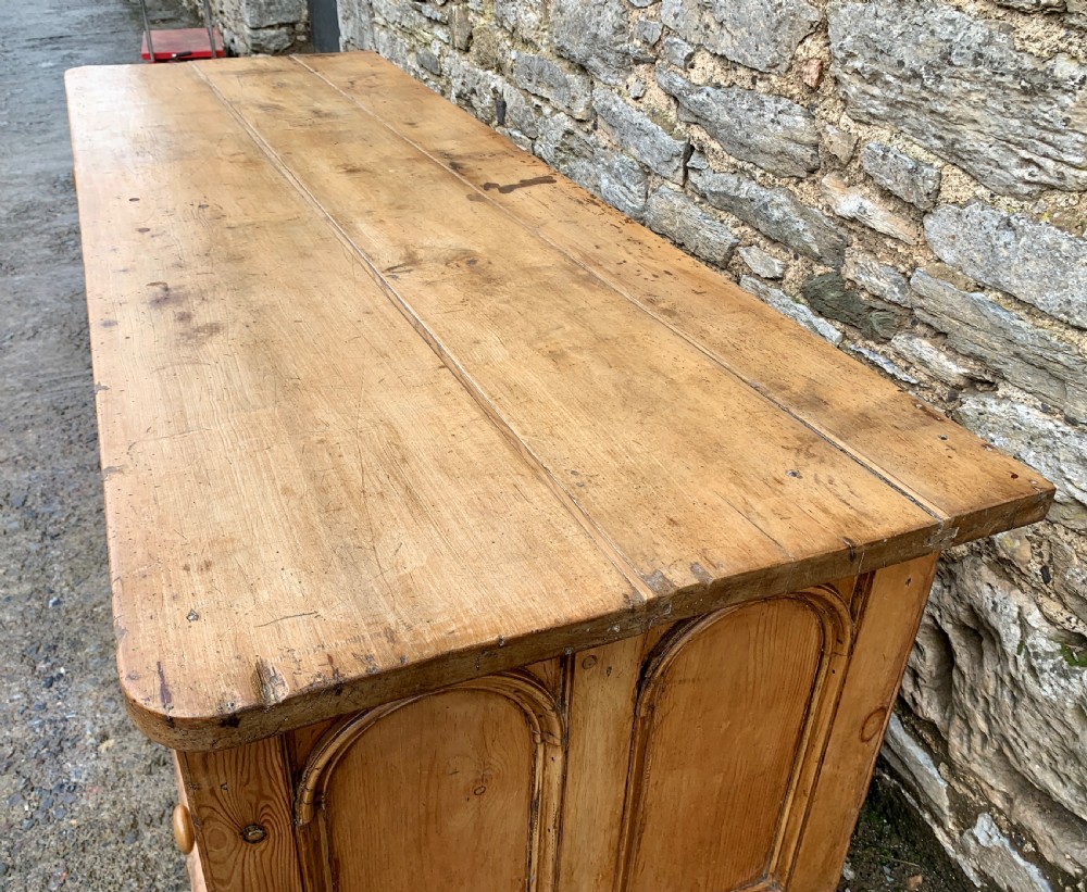 Large Antique Victorian Pine and Sycamore Dresser Base View XIII
