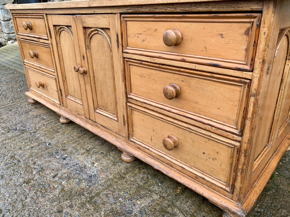 Large Antique Victorian Pine and Sycamore Dresser Base View XVI