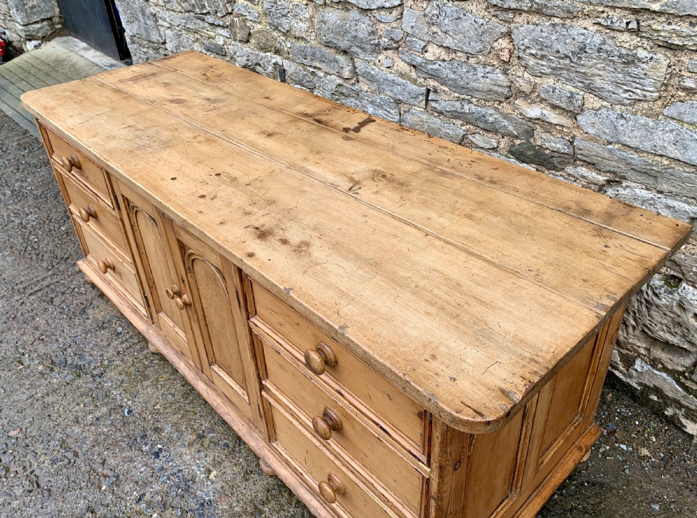 Large Antique Victorian Pine and Sycamore Dresser Base View XVII